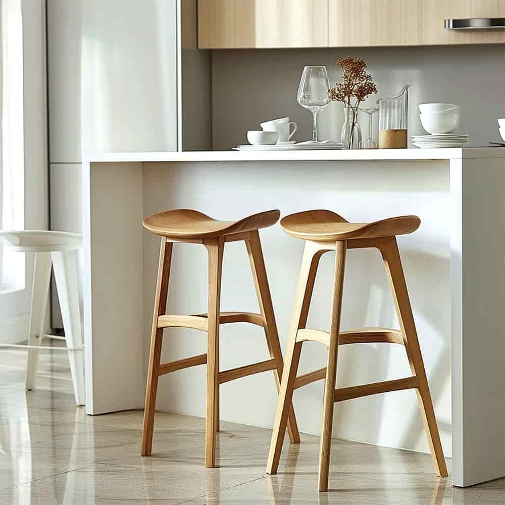 صندلی چوبی بار پایه مرتفع مناسب کانتر خانگی